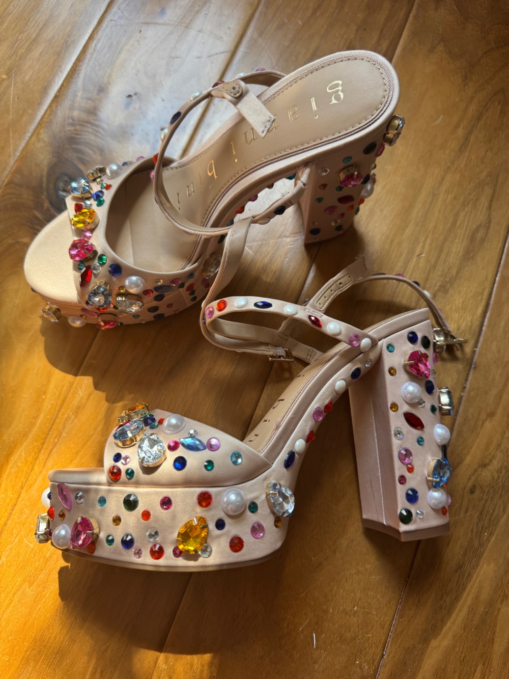 NWT Gianni Bini Calvan Jewel Ornamented Platform Dress Sandals Sz 7 - Picture 5 of 8